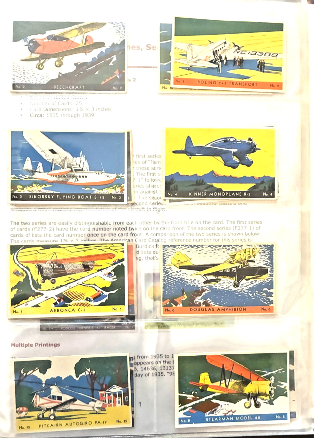 1935 Heinz Famous Airplanes Series 1 - 22/25 Near Compl Set - Super Cards & Rare