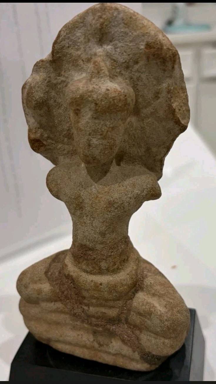 Ancient Antique Khmer Sandstone Buddha Naga Buddhism Museum 