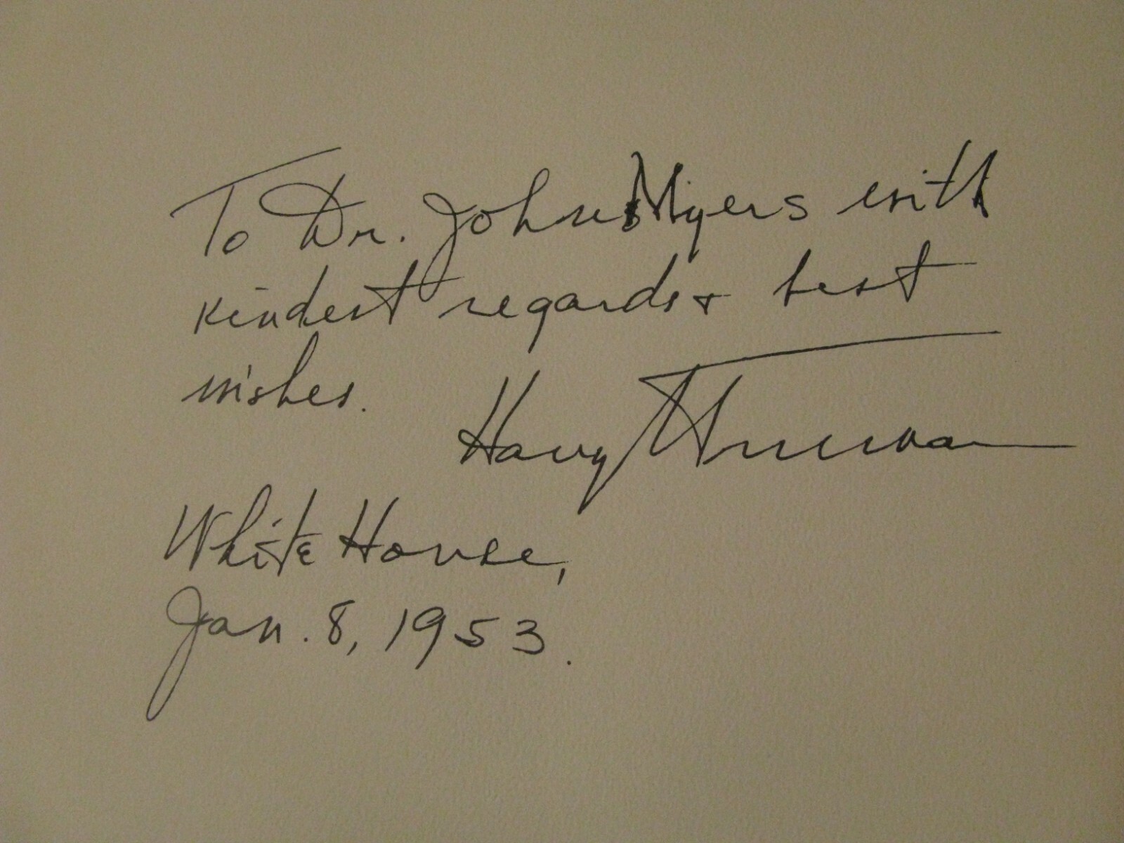 Signed By Harry S. Truman To Dr. John Myers Encyclop Of Biblical Interpretation Signed By Harry S. Truman To Dr. John Myers Encyclop Of Biblical Interpretation