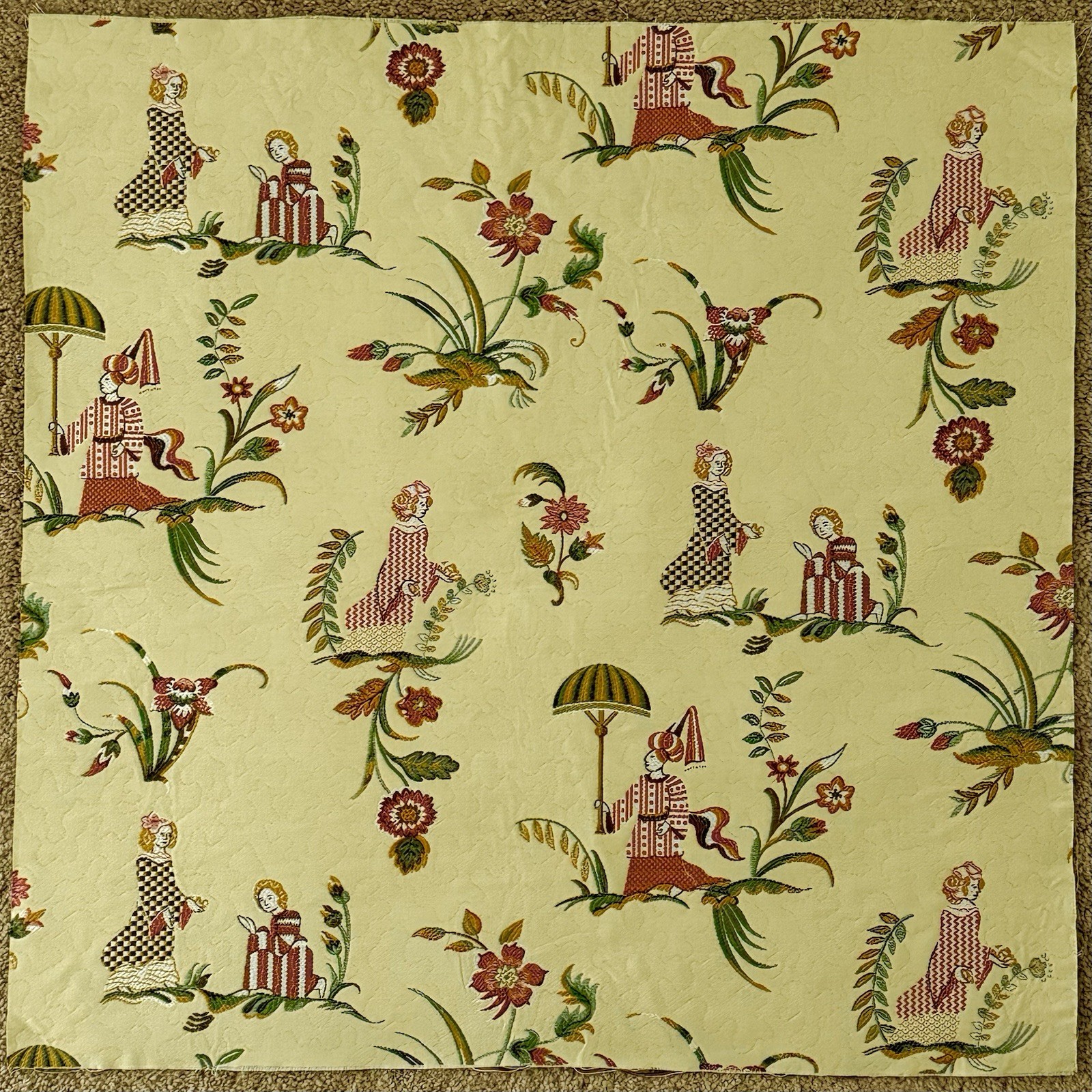 VTG Scalamandre Ming Circus Chintz Fabric Chinoiserie Toile Provincial Embroider