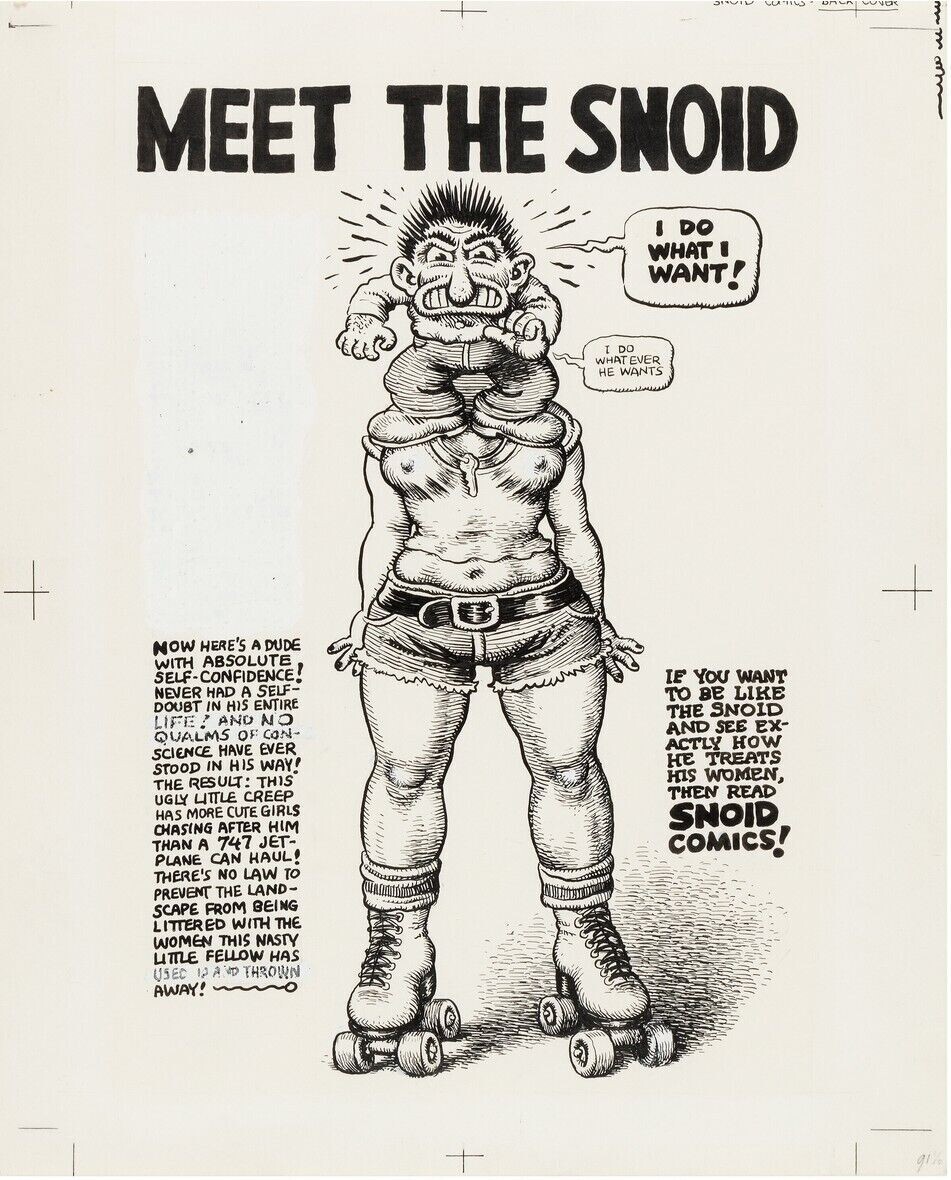 R. Crumb - Snoid Comics One-Shot Rear Cover Original Art - MEET THE SNOID