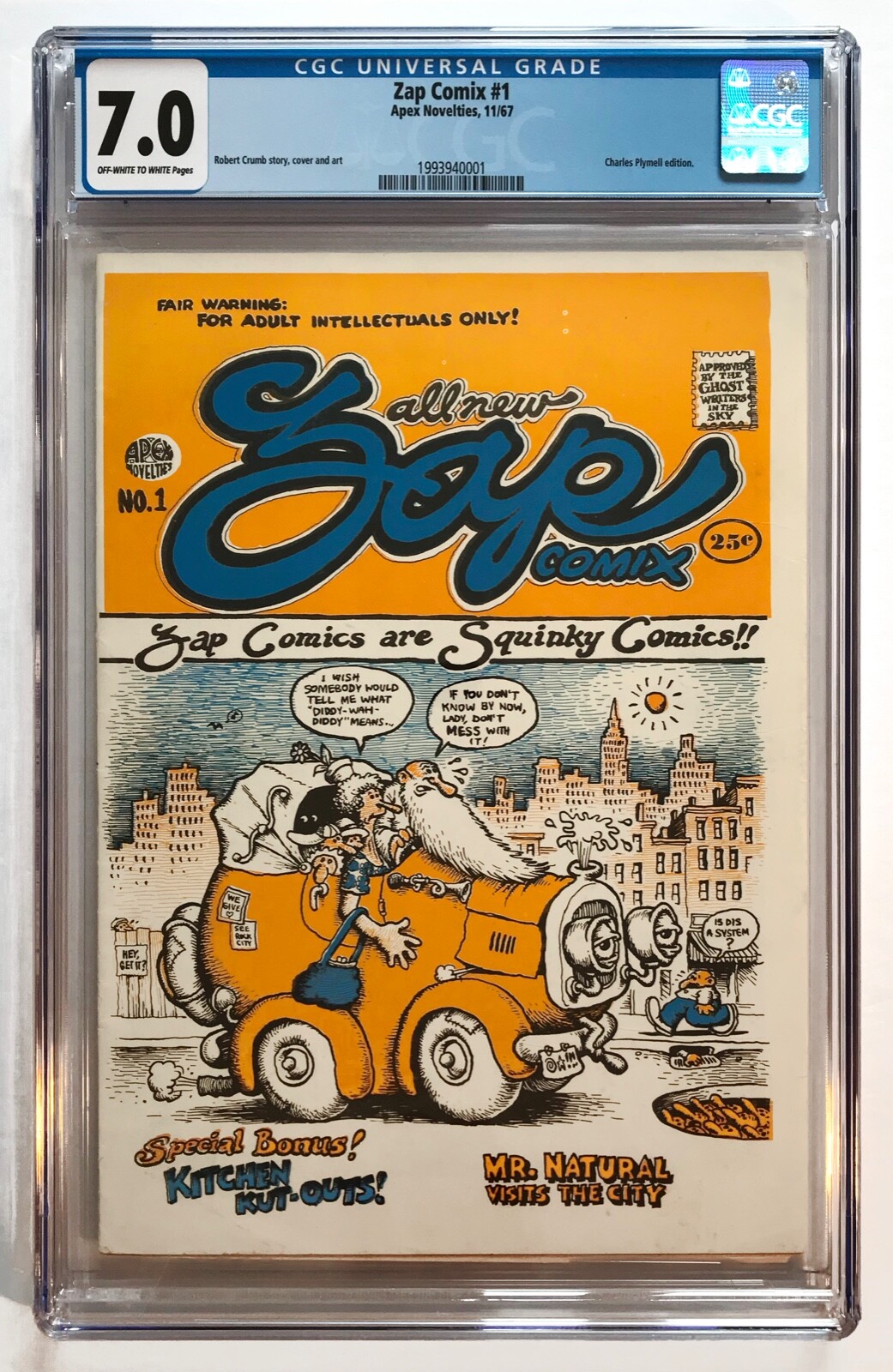 Zap Comix #1 1st Printing Charles Plymell Edition - CGC 7.0 FN/VF - Square One Zap Comix #1 1st Printing Charles Plymell Edition - CGC 7.0 FN/VF - Square One