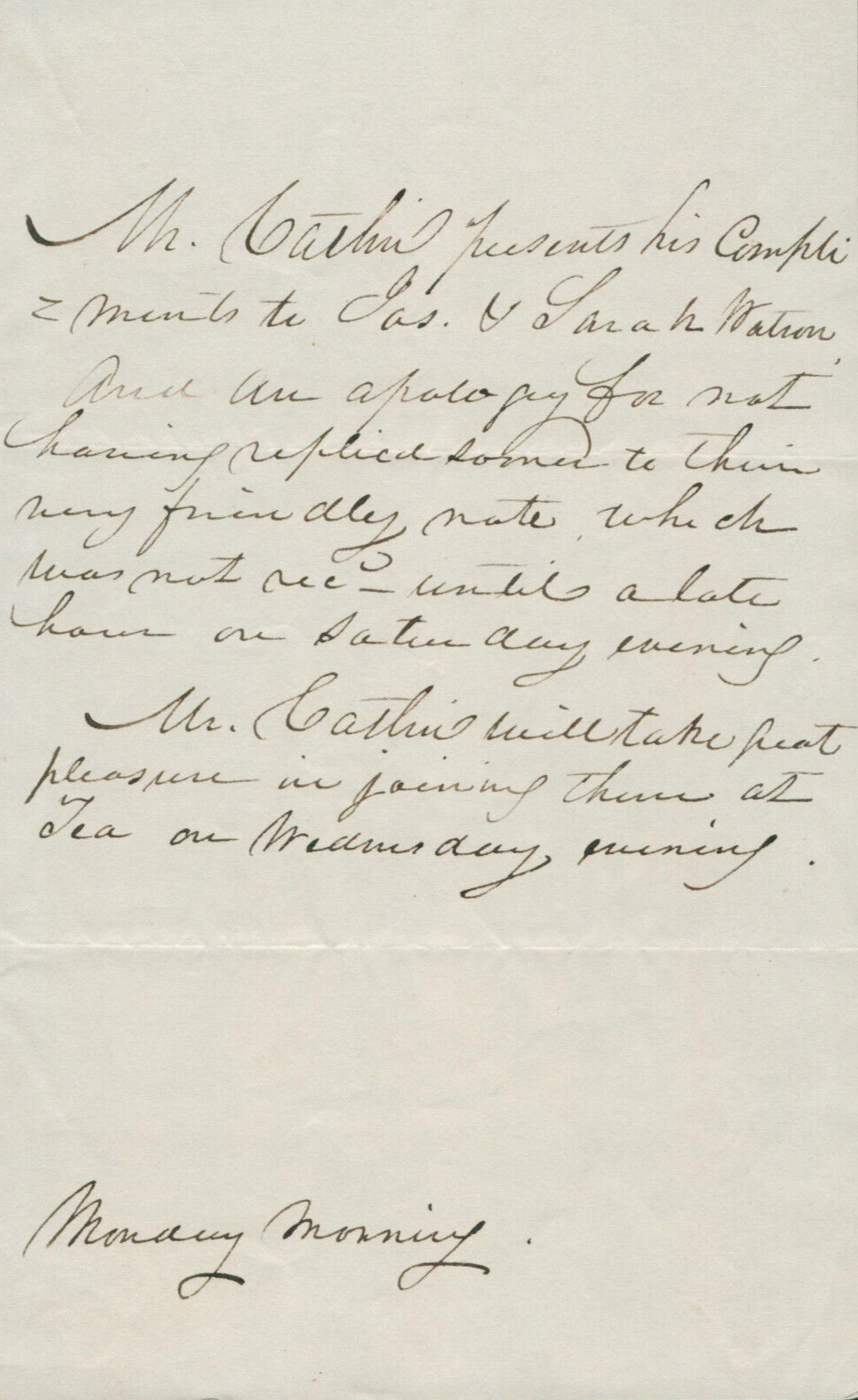 George Catlin SIGNED AUTOGRAPHED Letter Adventurer & Painter Plains Indians