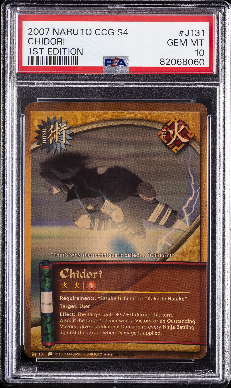2007 NARUTO CCG SERIES 4: REVENGE & REBIRTH 1ST EDITION #J131 CHIDORI PSA 10