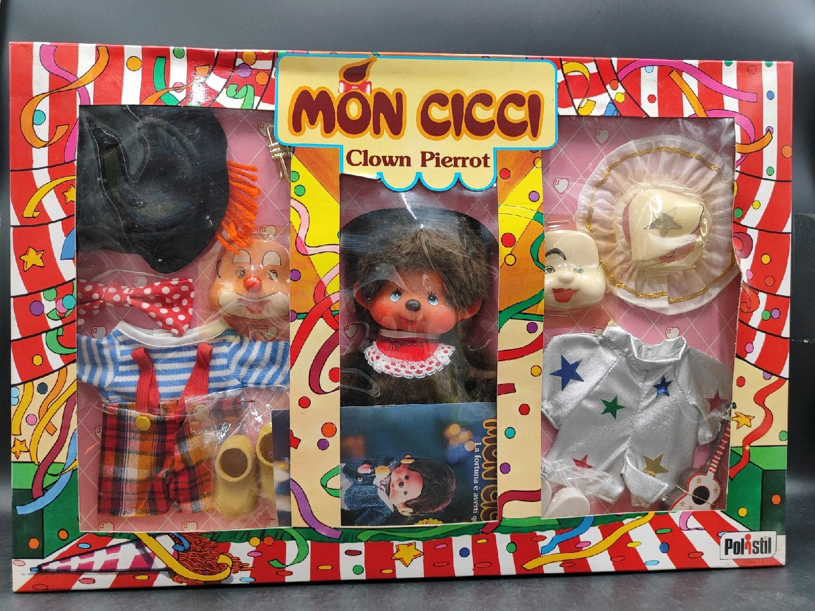 MON CICCI Polistil Figure Monchhichi Monchichi Kiki Plush Clown Pierrot Star MON CICCI Polistil Figure Monchhichi Monchichi Kiki Plush Clown Pierrot Star