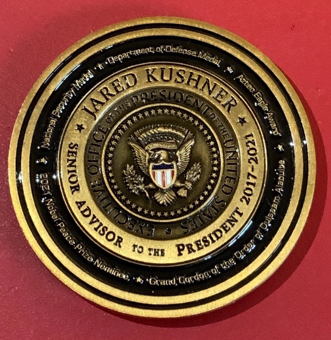 Rare Authentic President Trump Iran Russia Advisor Jared Kushner Challenge Coin Rare Authentic President Trump Iran Russia Advisor Jared Kushner Challenge Coin