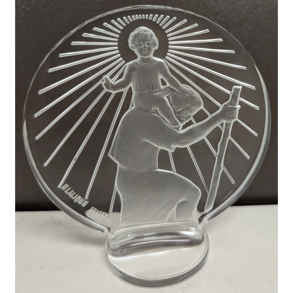 Vintage R. Lalique Saint-Christophe Glass Car Mascot Model 1142 Vintage R. Lalique Saint-Christophe Glass Car Mascot Model 1142