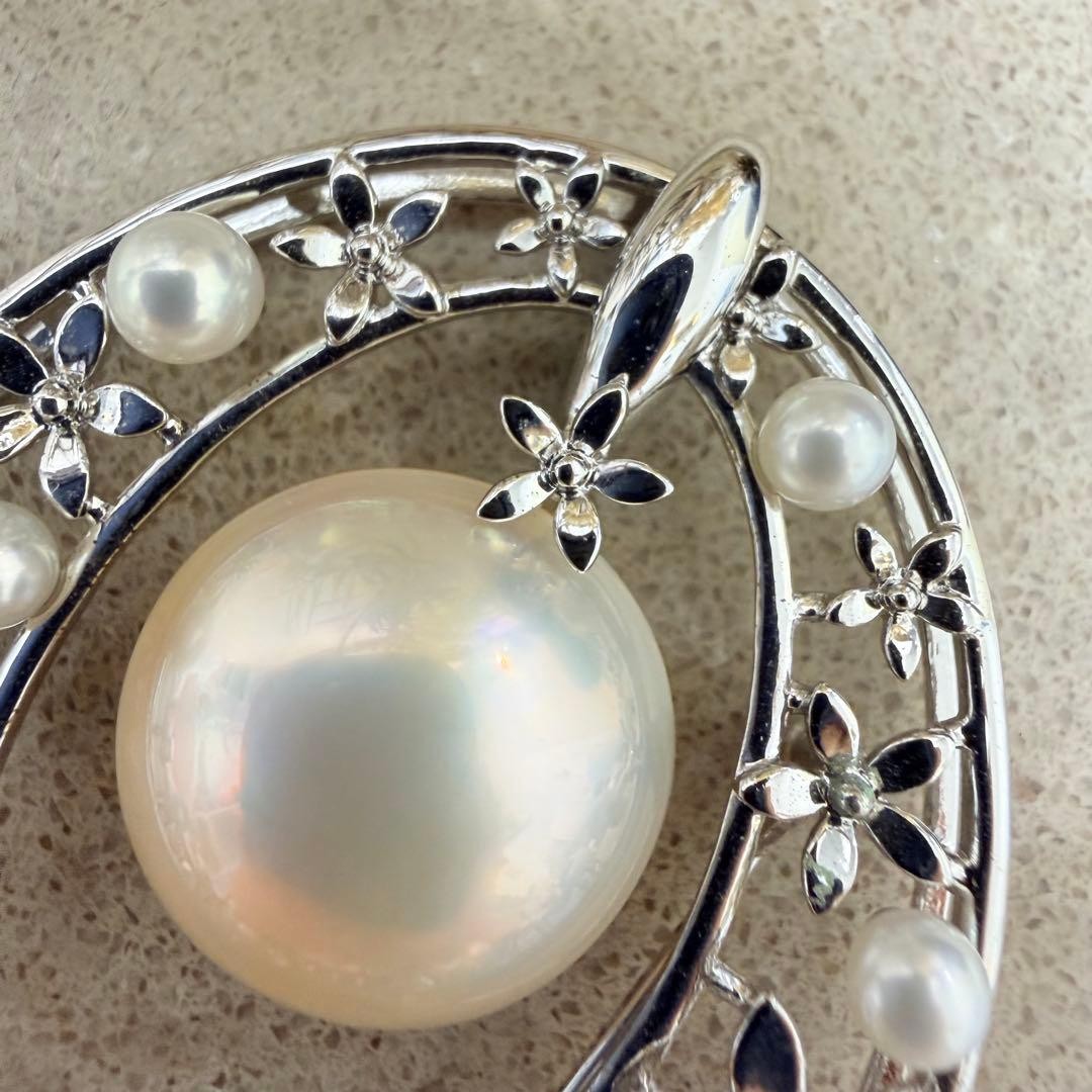 Tasaki 925 Pearl Mabe Pendant Brooch Silver 12.4g Used
