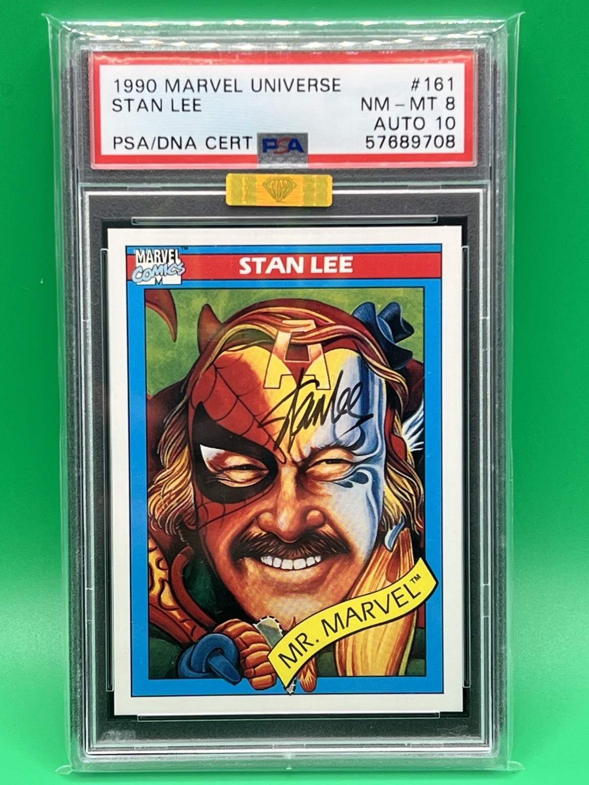 1990 Marvel Universe 161 Stan Lee Auto - MBA GOLD - PSA 8 Auto 10 - POP 11 Rare 1990 Marvel Universe 161 Stan Lee Auto - MBA GOLD - PSA 8 Auto 10 - POP 11 Rare