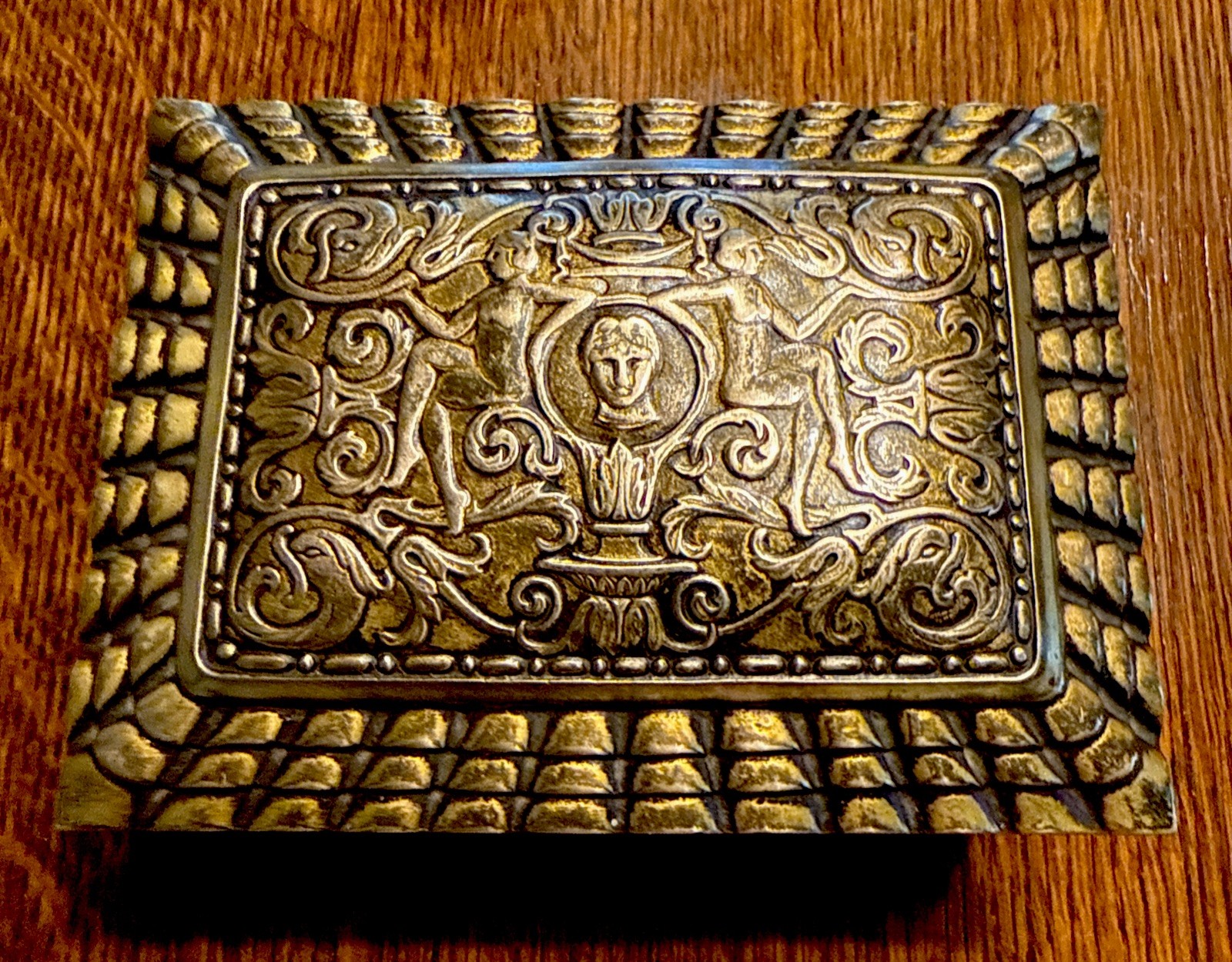 Antique Tiffany Studios Spanish Pattern Deep Cigarette/CigarBox #1891, Rarity #4
