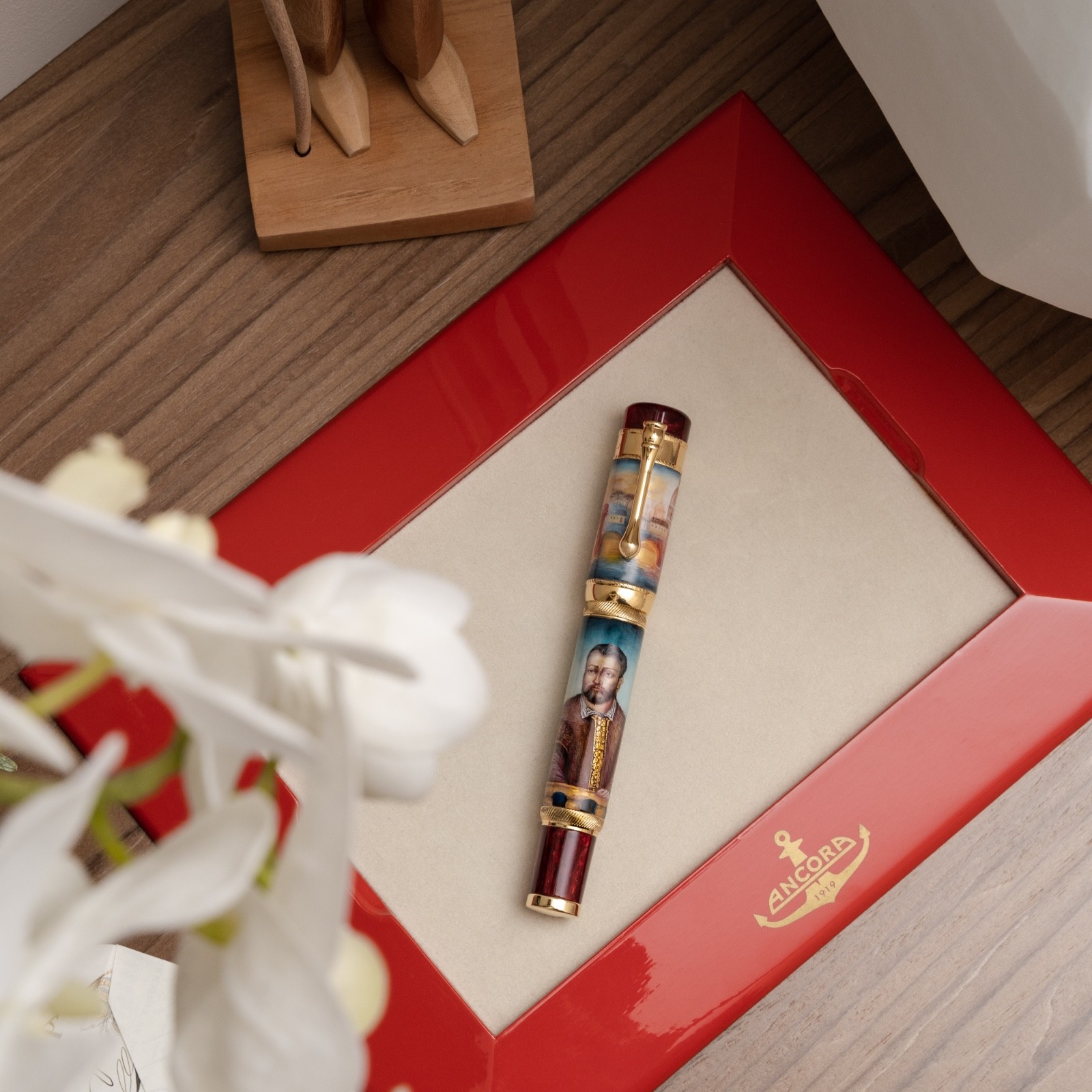 Ancora Medici Limited Edition Rollerball Pen 18K Gold Trim Italian Acrylic LE 5