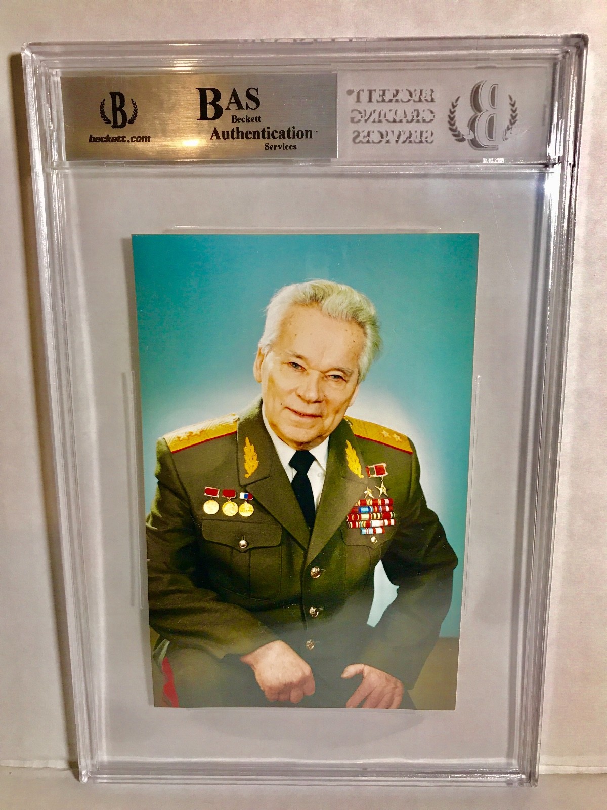 General Mikhail Kalashnikov AK-47 Signed Photo Autograph Beckett Certified BAS General Mikhail Kalashnikov AK-47 Signed Photo Autograph Beckett Certified BAS