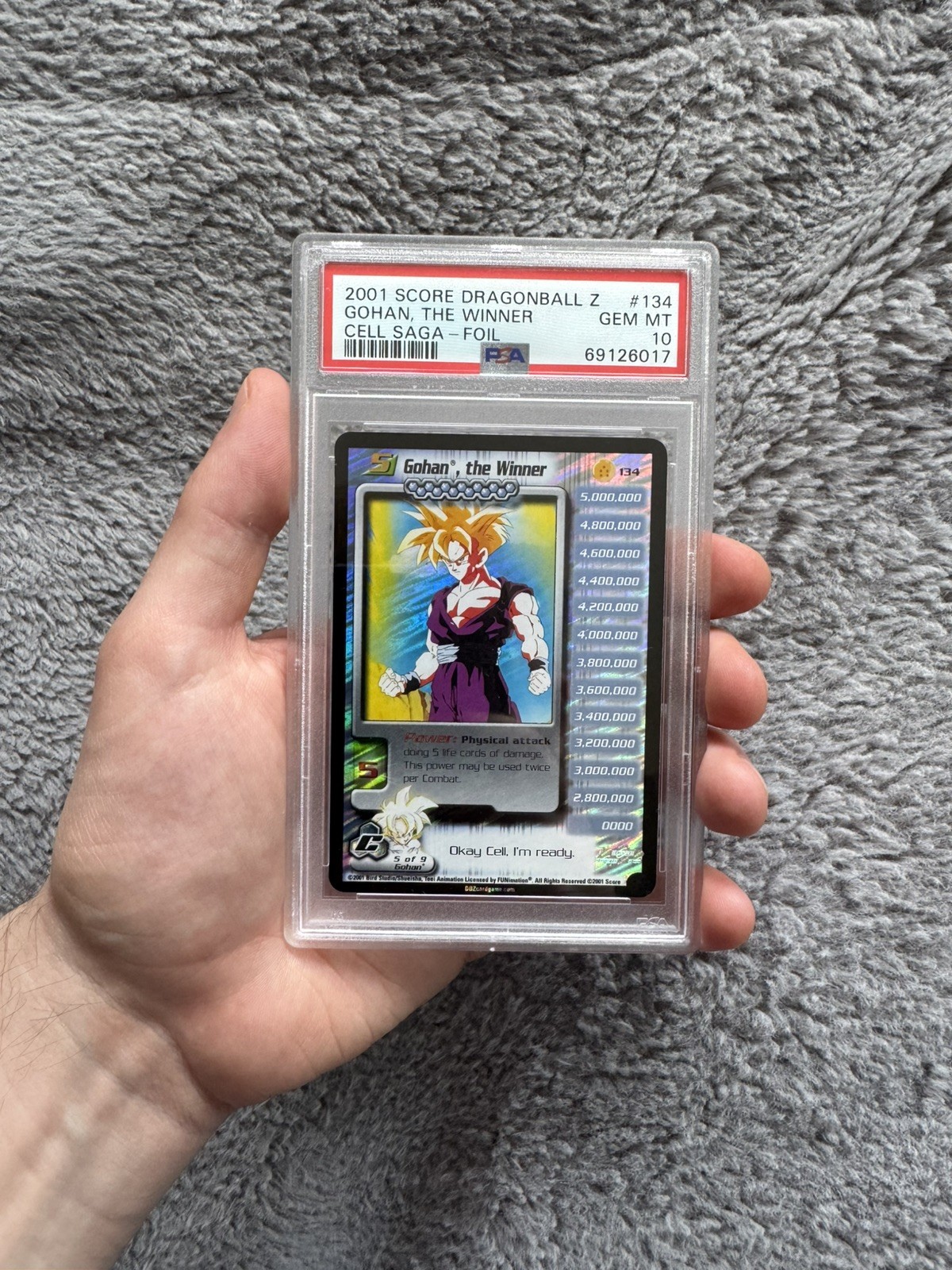 Gohan, the Winner 2001 Score Dragon Ball Z Cell Saga Unlimited Foil PSA 10 POP 1