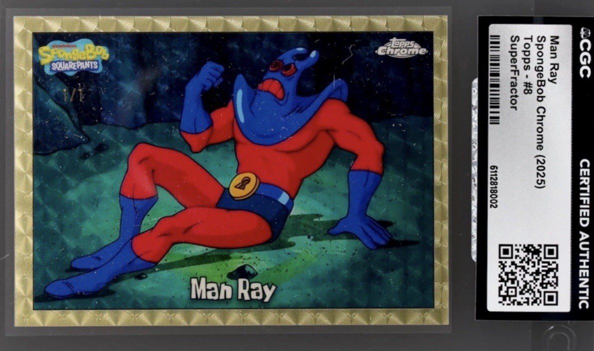2025 Topps Chrome SpongeBob Man Ray Superfractor 1/1 #8 2025 Topps Chrome SpongeBob Man Ray Superfractor 1/1 #8