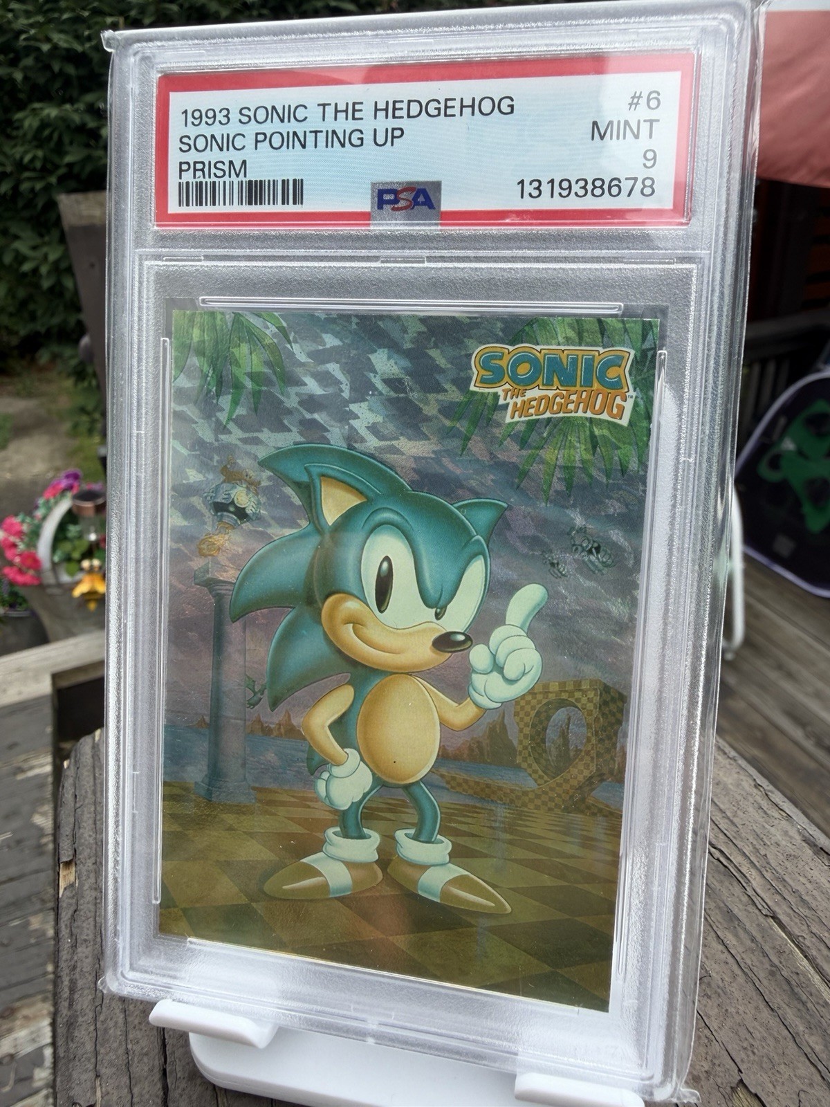 Topps 1993 Sonic the Hedgehog Prism #6 Sonic Pointing Up PSA 9 - POP 14
