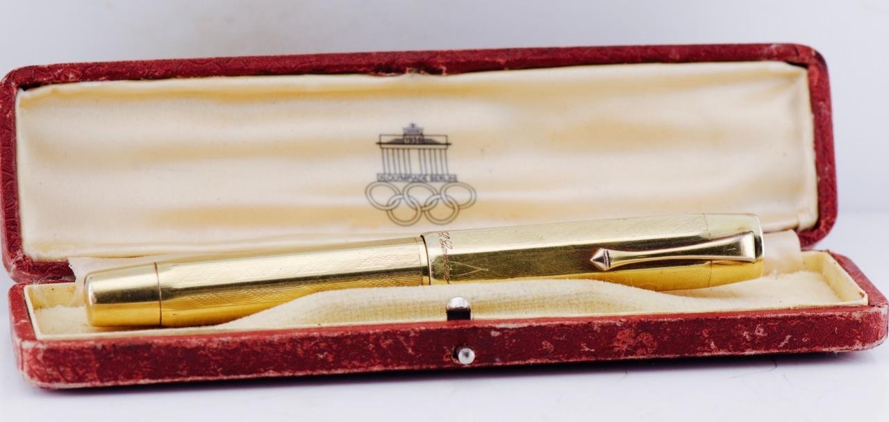 MUSEUM RARE 1936 Berlin Olympics J.G. Germano 18K Rolled Gold Fountain Pen