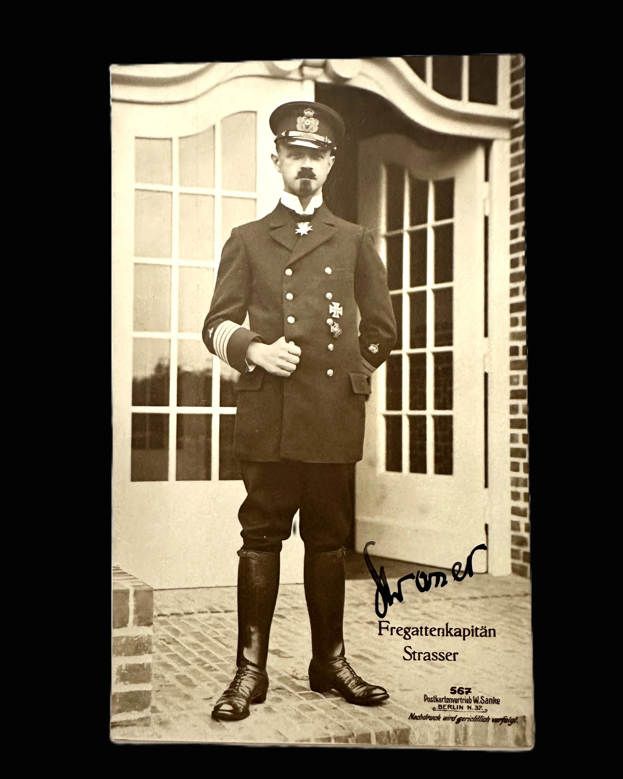 Autographed Postcard Fregattenkapitän Peter Strasser Commander German Zeppelins Autographed Postcard Fregattenkapitän Peter Strasser Commander German Zeppelins