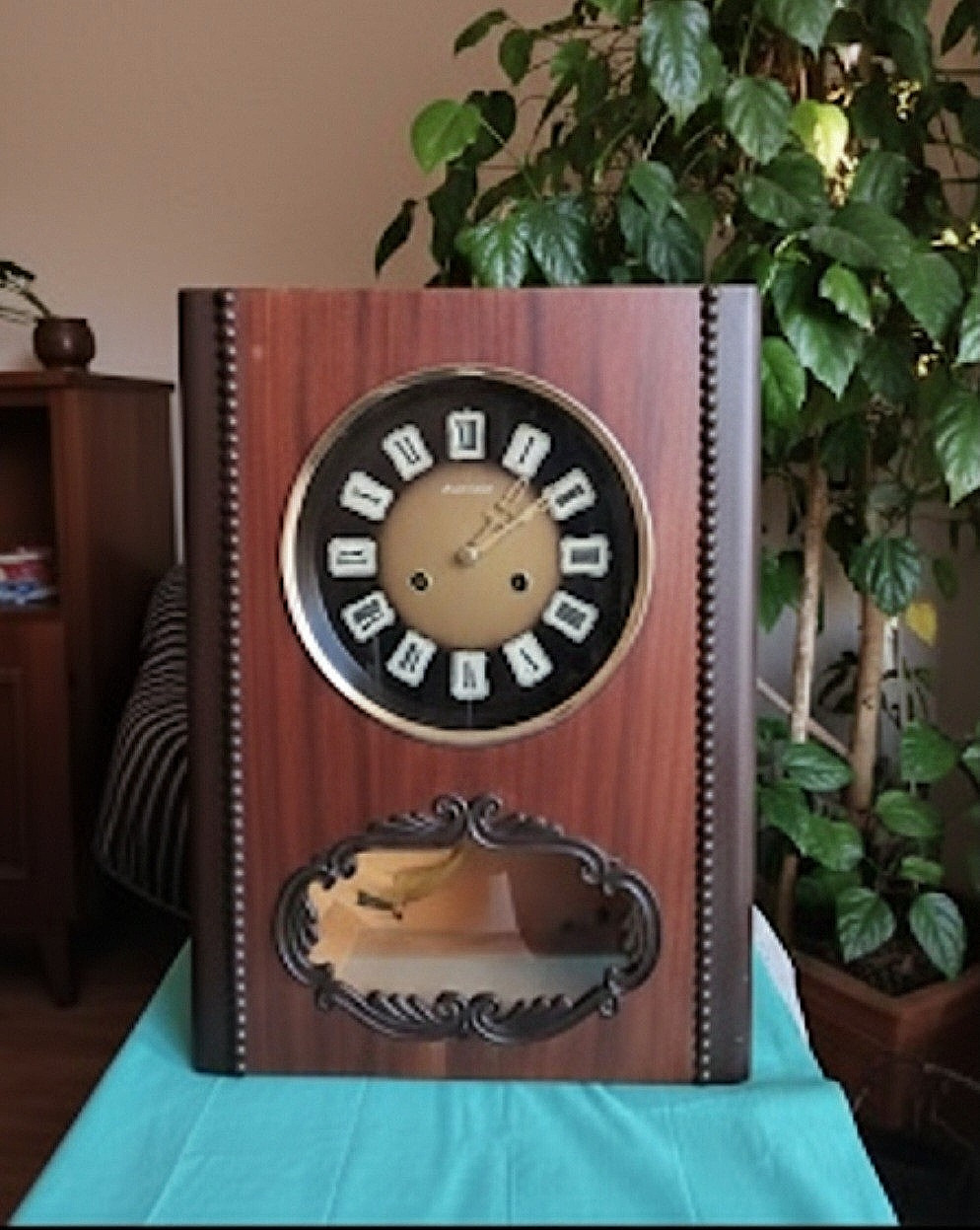 Vintage Wall-Mounted Clock Soviet Mechanical YANTAR. USSR Striking Clock.