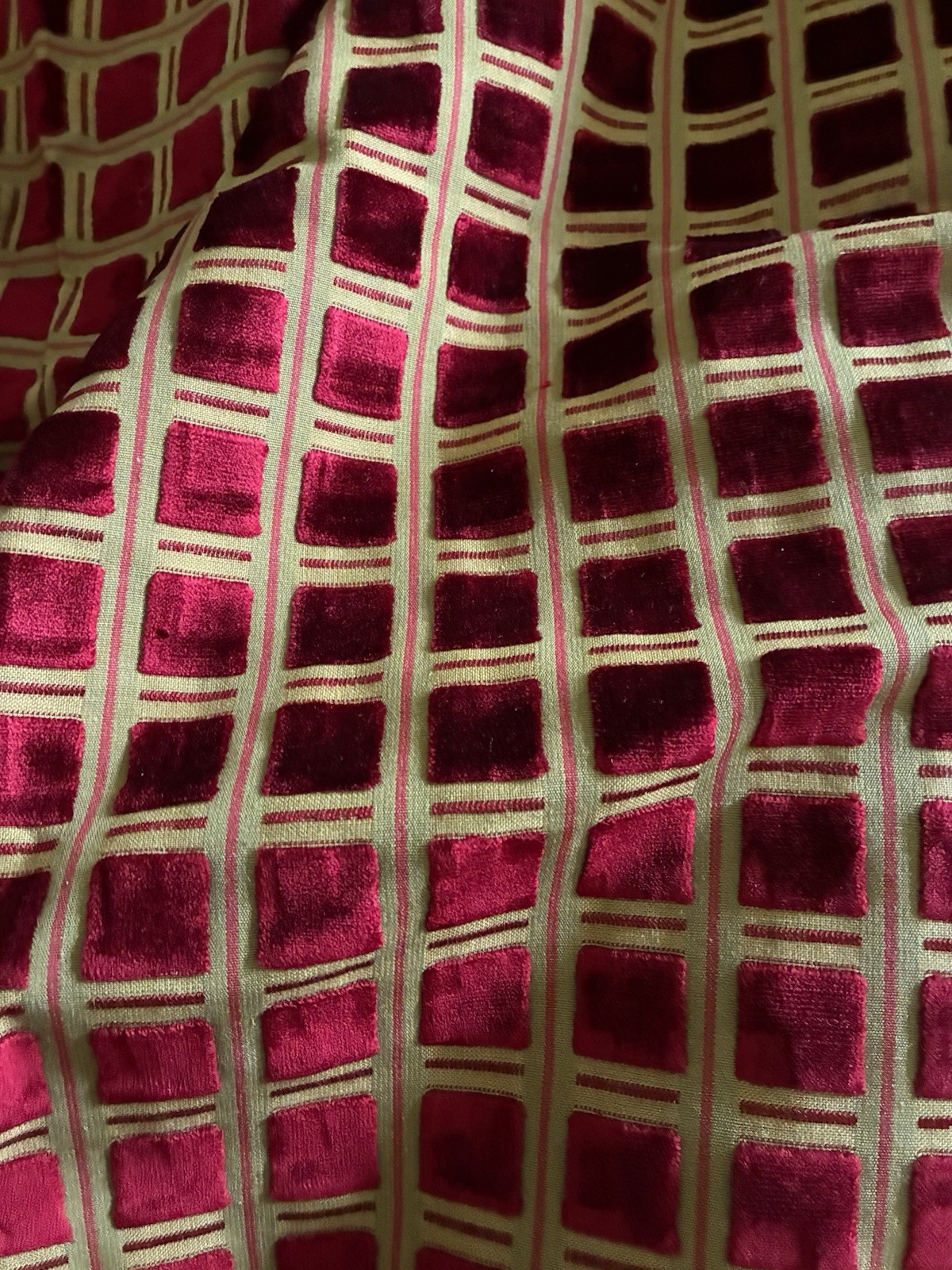 3.3 Yds Stunning Scalamandre Pitti Geometric Cut Velvet Fabric $299/ Yd