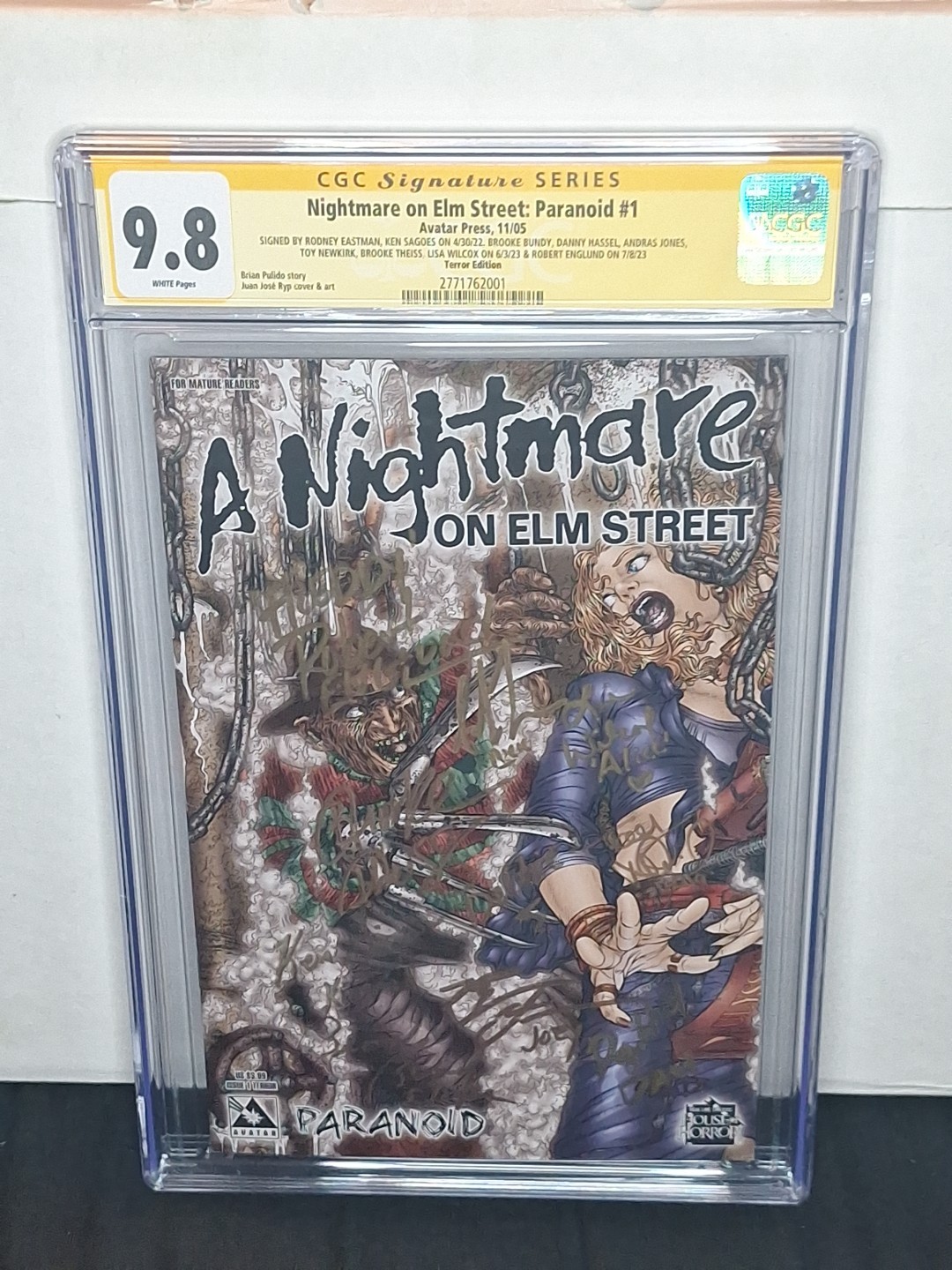 SIGNED BY ROBERT ENGLUND & 8 CAST FROM PART 4 NIGHTMARE ON ELM STREET #1 CGC 9.8 SIGNED BY ROBERT ENGLUND & 8 CAST FROM PART 4 NIGHTMARE ON ELM STREET #1 CGC 9.8