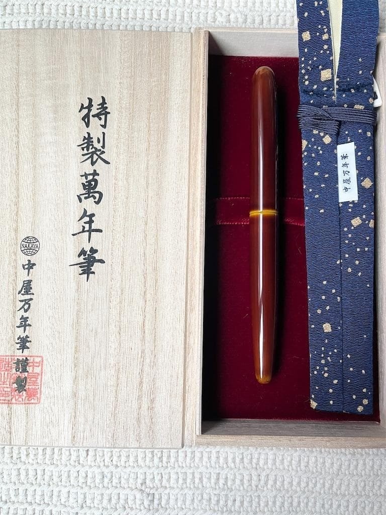 NAKAYA Nagasawa Cigar Long Kuchiba Tame Urushi Fountain Pen 14K Nib Japan Unique