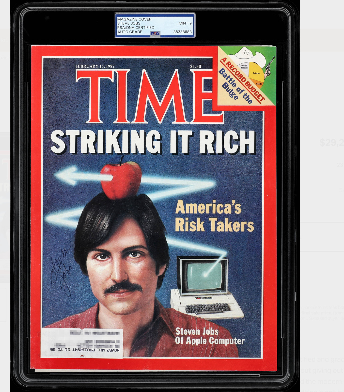 Steve Jobs Signed 1982 Time Magazine PSA DNA Graded 9 MINT Apple Steve Jobs Signed 1982 Time Magazine PSA DNA Graded 9 MINT Apple