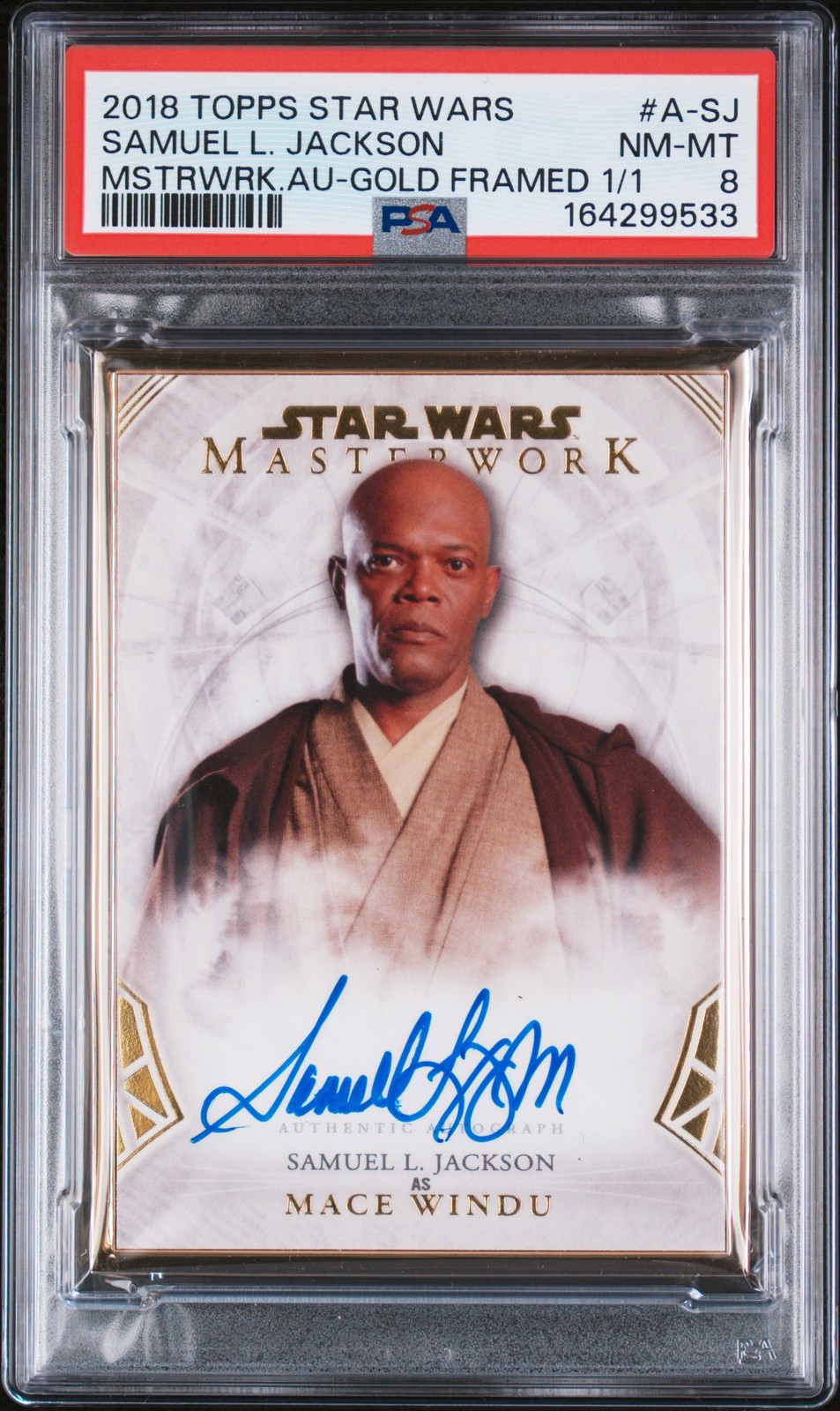 2018 TOPPS STAR WARS MASTERWORK AUTO MACE WINDU/SAMUEL L. JACKSON 1/1 PSA 8 AUTO