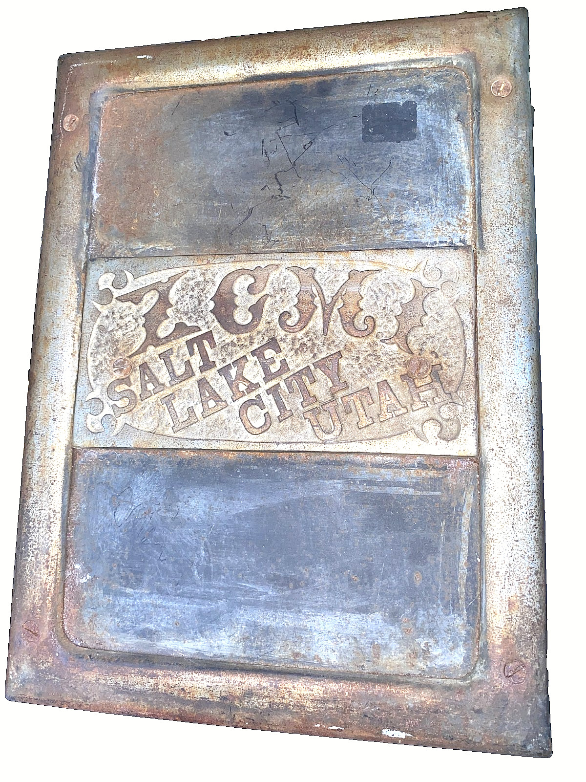 Z.C.M.I. SALT LAKE CITY UTAH METAL PLATE FROM FACADE ORIGINAL DEPARTMENT STORE Z.C.M.I. SALT LAKE CITY UTAH METAL PLATE FROM FACADE ORIGINAL DEPARTMENT STORE