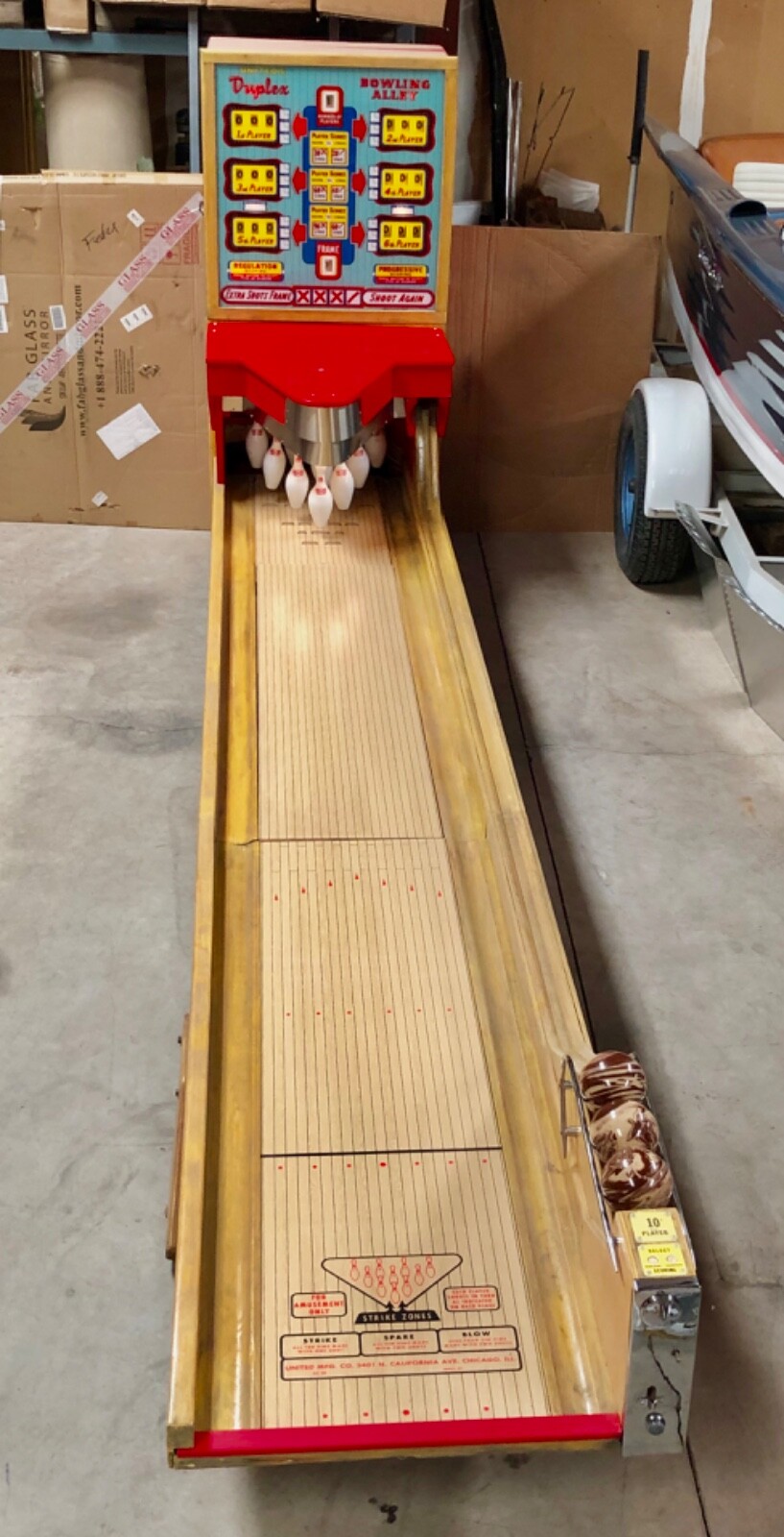 VINTAGE UNITED “DUPLEX” 16’ BIG BOWLER COIN OP RESTORED BOWLING ARCADE GAME