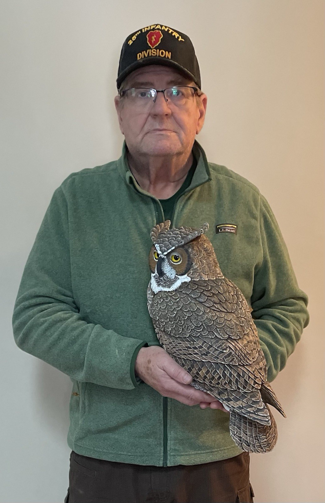 Great Horned Owl Wood Carving Life Size Hand Carved by a Veteran Great Horned Owl Wood Carving Life Size Hand Carved by a Veteran