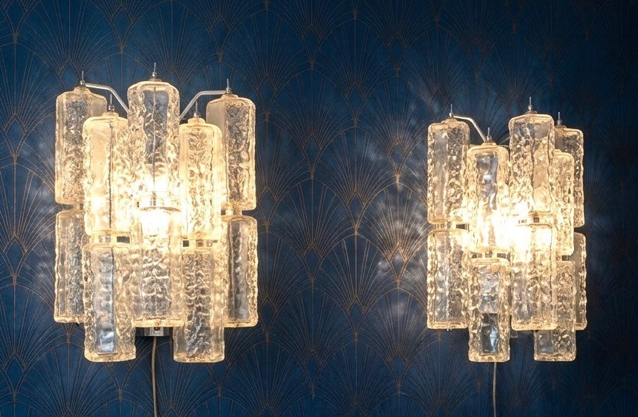 Vintage Poliedri wall lamps by Paolo Venini from the 1950s Vintage Poliedri wall lamps by Paolo Venini from the 1950s