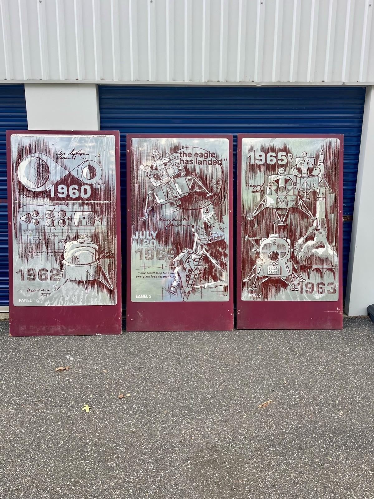 Grumman Lunar Space Module Art Display Panels From United Nations Exhibit Apollo