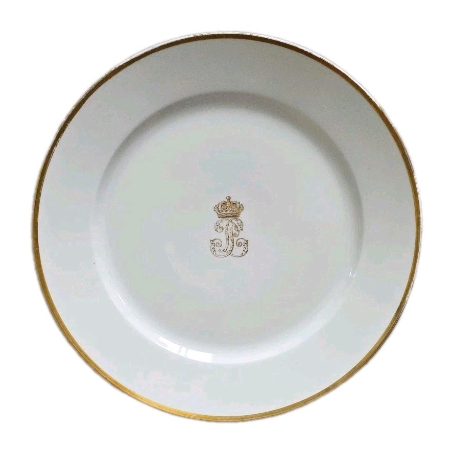 1831 Sevres King Louis-Philippe I Royal Porcelain Dinner Plate Crowned LP Cipher