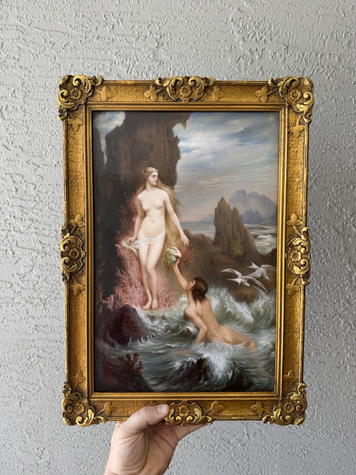 Antique KPM Berlin Hotel Bristol Porcelain Plaque Wagner Nude The Rock And Wave Antique KPM Berlin Hotel Bristol Porcelain Plaque Wagner Nude The Rock And Wave