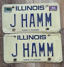 🔥 ILLINOIS License Plate Pair Set 1984 1985 VANITY J HAMM Beer Hamm's picture