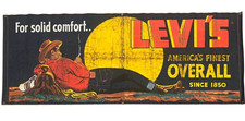 1950s LEVI'S Advertising Denim Banner Made in USA Size L 76.7 x W 29.5 in picture