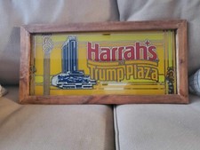 Harrah's at Donald TRUMP PLAZA Casino Slot Cut Glass Poker Man Cave Framed Sign picture