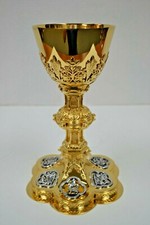 + Beautiful Gothic Chalice, 2 Tone, Cup Sterling Silver, 9 1/2