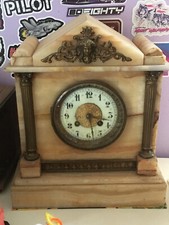 Antique Victorian French or Belgian Ormolu Marble/Onyx Shelf Clock Rare Vintage picture