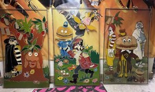 Original Vintage 70s McDonalds Hand Painted Stained Glass Store Windows 5ft Art picture