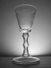 Antique Georgian Royalty Nobility Crystal Glass Wine Goblet UK Arms Cipher Crown picture