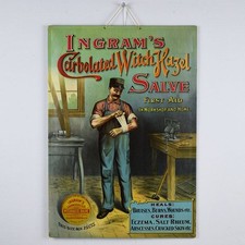 Ingrams Witch Hazel Salve First Aid Celluloid Over Cardboard Sign 19.75 In Tall picture