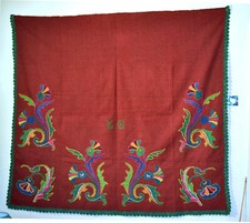 Antique Romanian hand woven and embroidered bed cover signed tapestry 2 of 2 picture