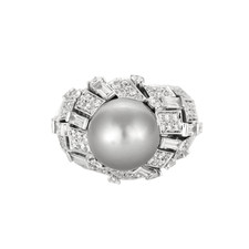 MIKIMOTO - Grey Gold Cocktail Ring, Tahitian Cultured Pearl, Diamonds picture