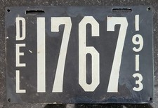 1913 Delaware DEL DE Porcelain License Plate Car Tag Vehicle Registration Auto picture