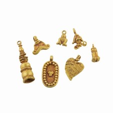 Ancient South East Asian Burmese Pyu Gold Amulet Pendants  0.7 ~ 2.5cm, 7pcs, 9g picture