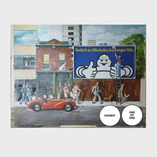 Michelin Original UK Advertising Art Painting Bibendum 1970s 31x30 Automobilia picture