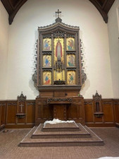 Antique Altar Oak Rerados Catholic Church w/ wainscotting 12ft 8