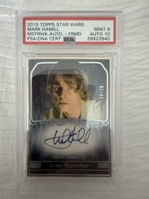 2015 Topps Star Wars Masterwork Silver Auto 28 Mark Hamill LUKE SKYWALKER PSA 9 picture