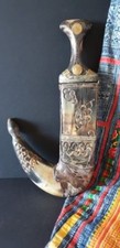 Old Yemeni Jambiya Kanjar or Arabic Dagger Horn Sheath Coins Handle 1914… picture